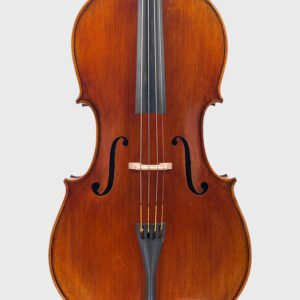 Marino Stradivari Model cello, front view – handcrafted by Atelier Negri