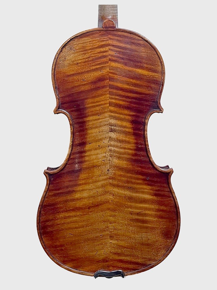 Roma Guarneri Model violin, back view – handcrafted by Atelier Negri